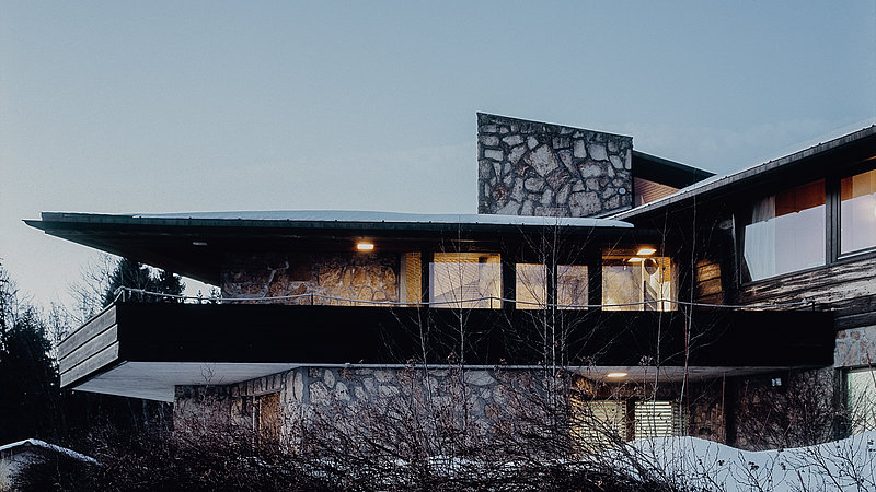 Philipp Architekten Villa Bisig Aussenansicht Abendstimmung